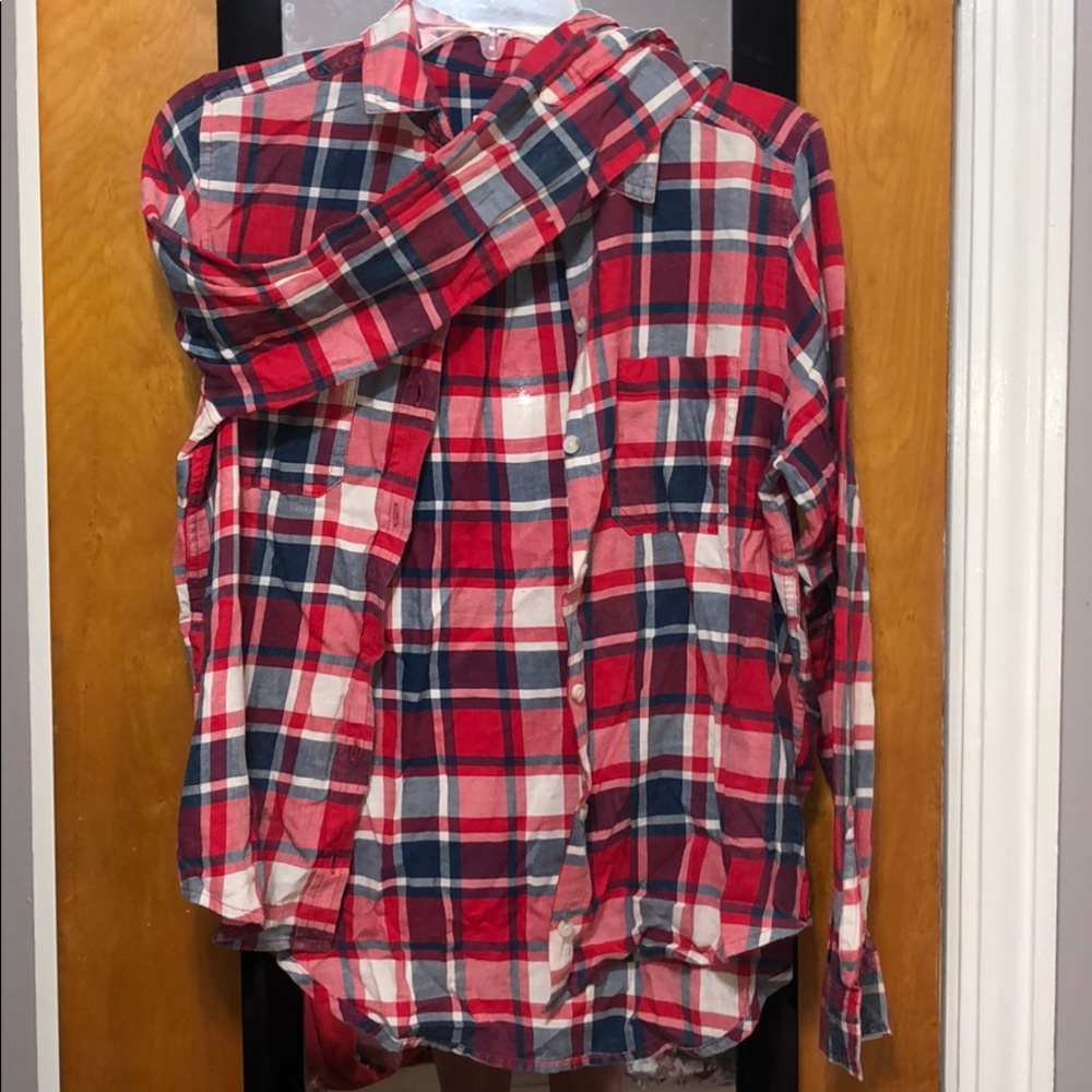Red, white and blue button down